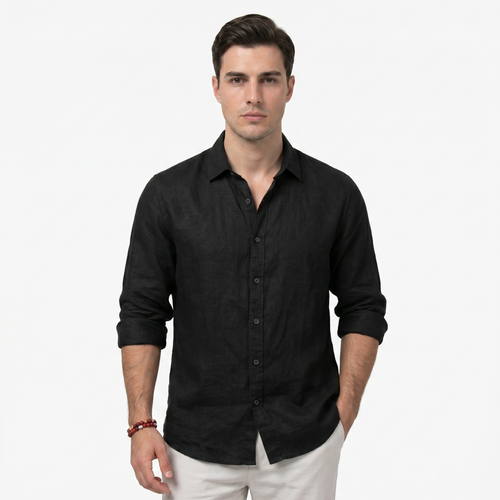 Oldevaine | Men's Casual Button-Up Long Sleeve Linen Blend Shirt