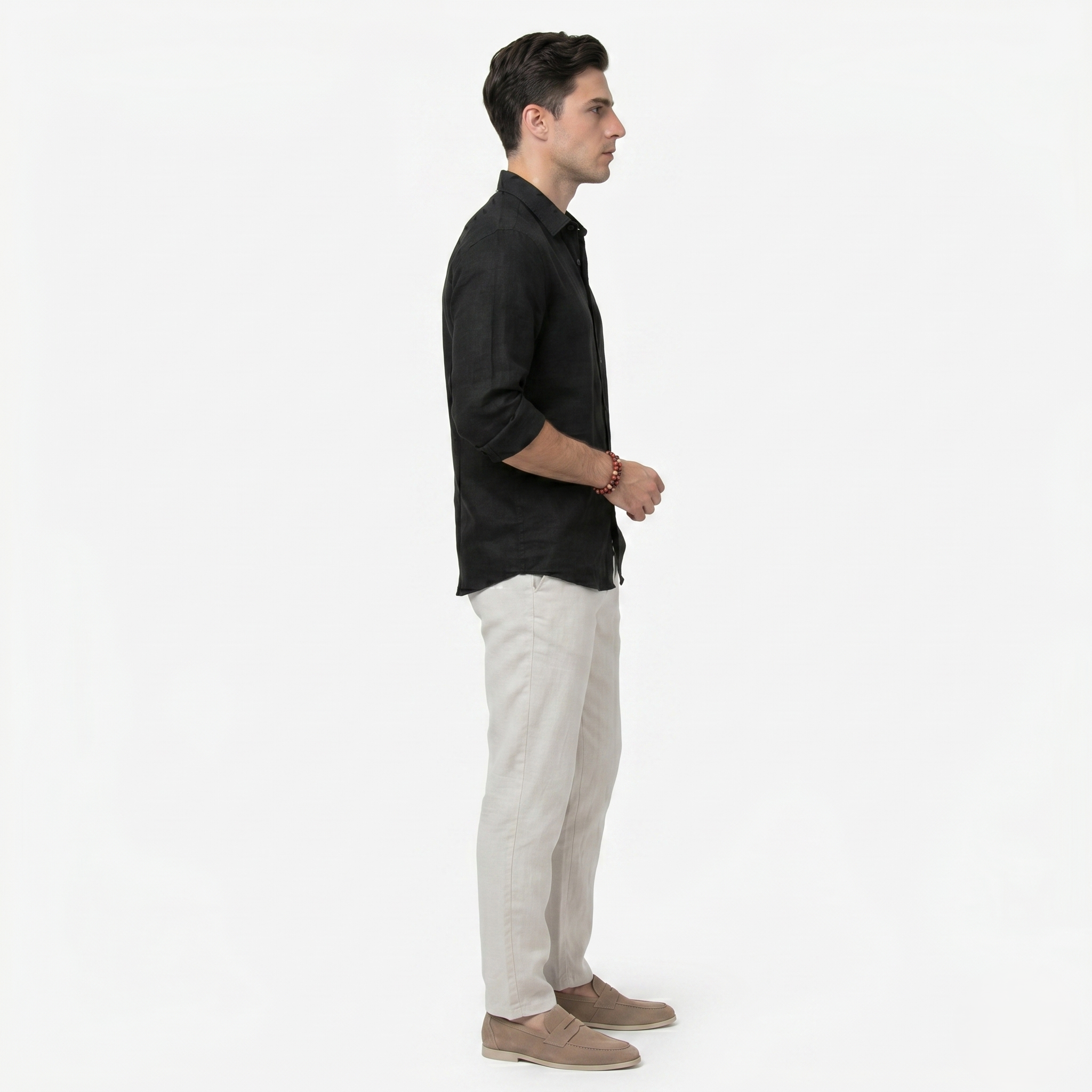 Oldevaine | Men's Casual Button-Up Long Sleeve Linen Blend Shirt