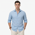 Oldevaine | Men's Casual Button-Up Long Sleeve Linen Blend Shirt