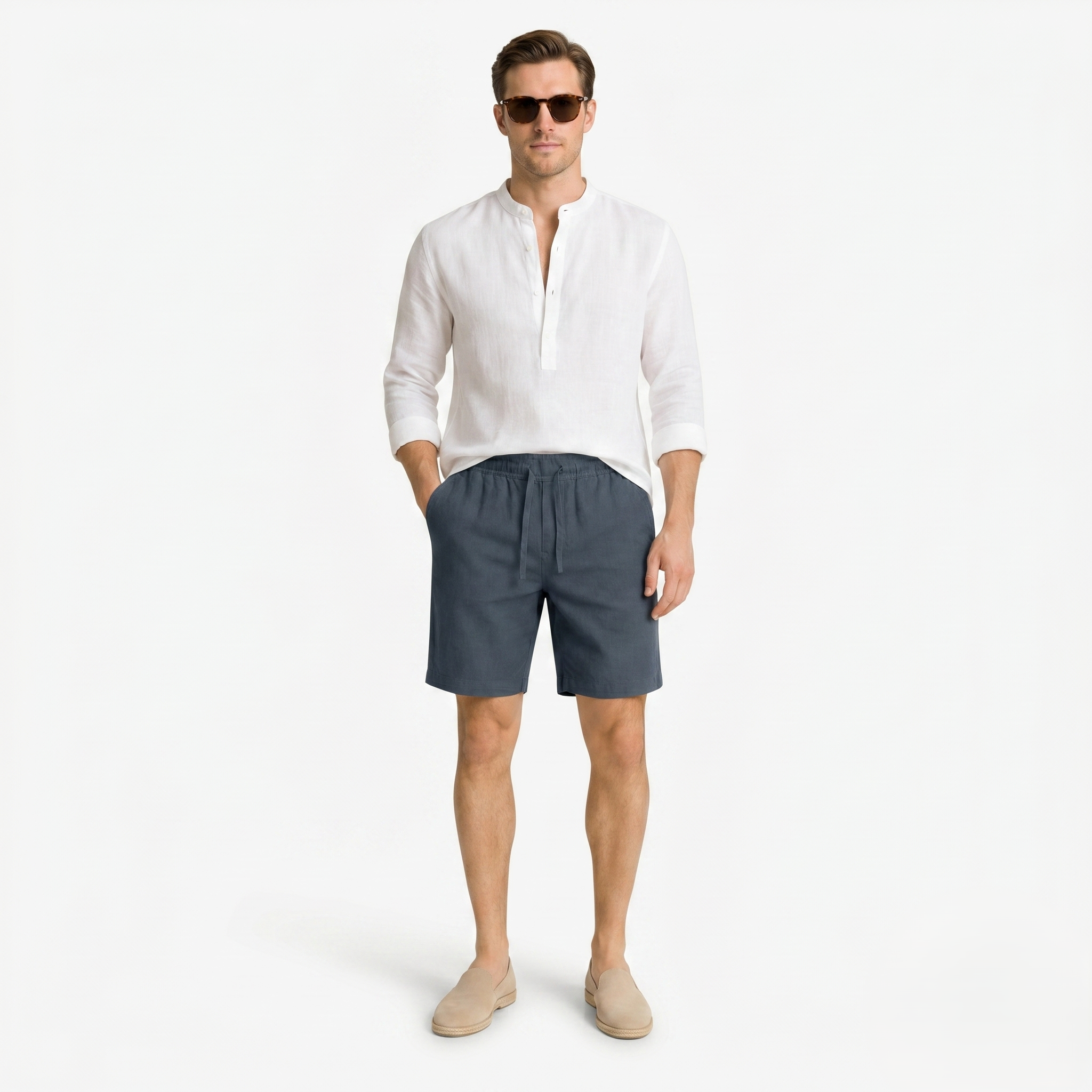 Oldevaine | Men's Casual Drawstring Waist Relaxed Fit Shorts
