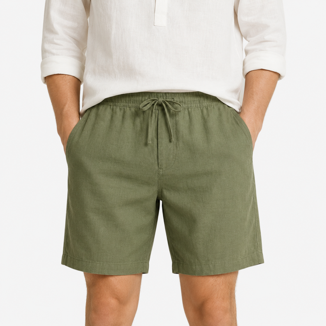 Oldevaine | Men's Casual Drawstring Waist Relaxed Fit Shorts