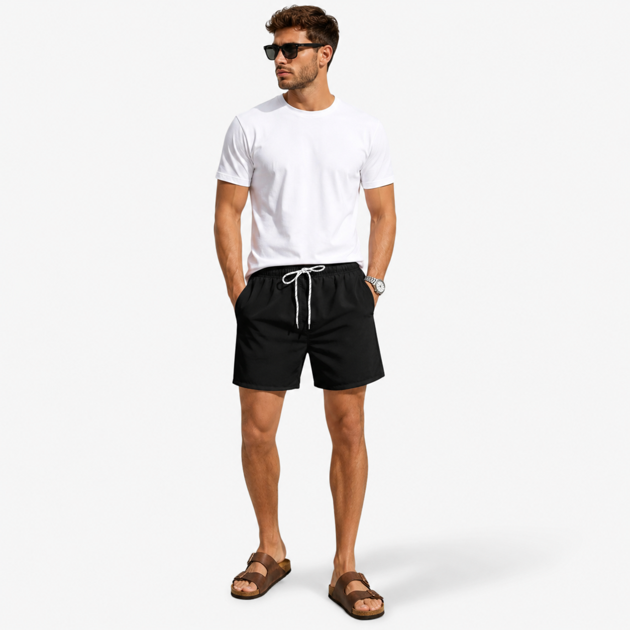 Oldevaine | Men's Drawstring Swim Shorts with Pockets