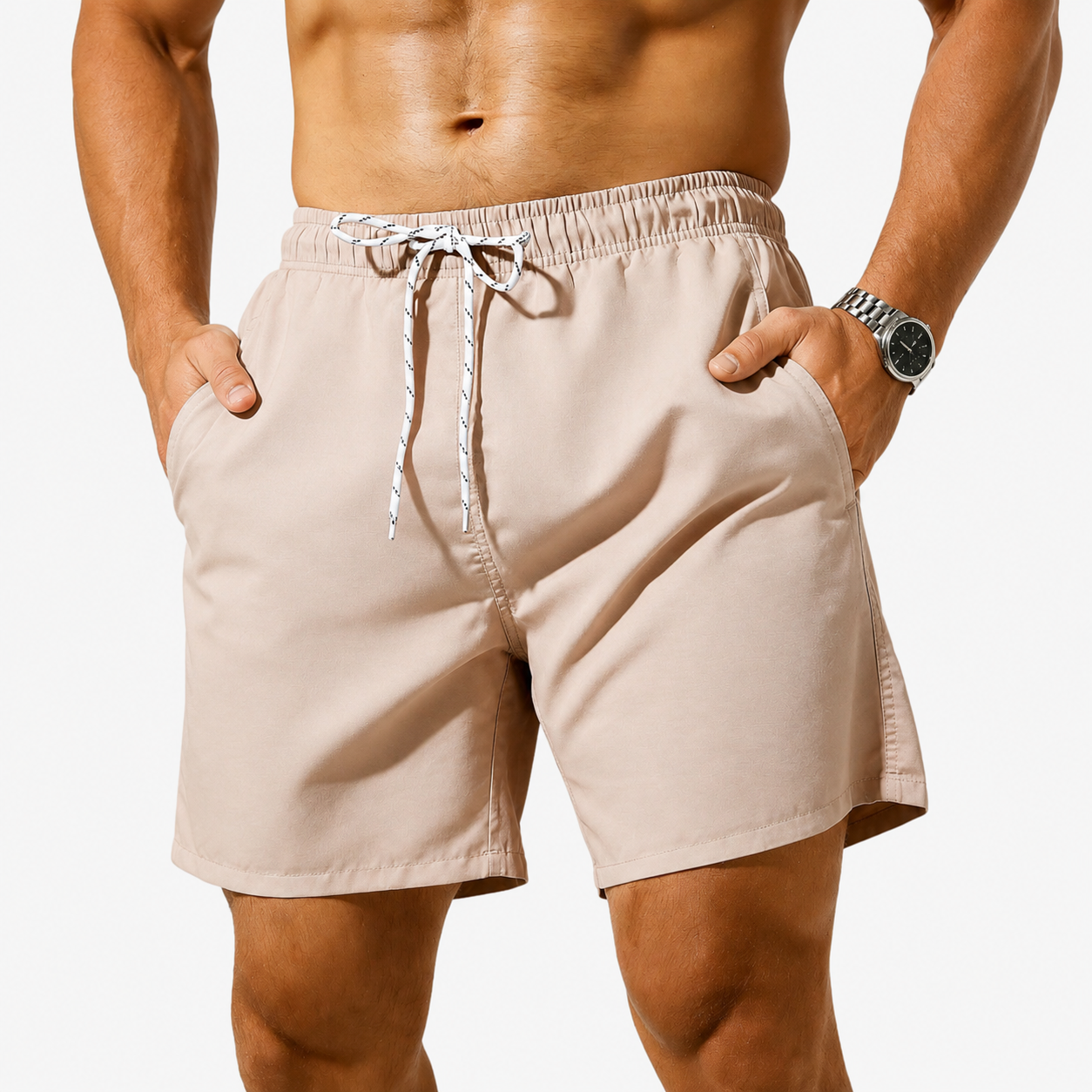 Oldevaine | Men's Drawstring Swim Shorts with Pockets