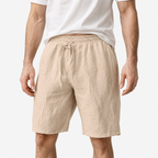 Oldevaine | Men's Linen Elastic Waist Drawstring Shorts with Pockets