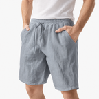 Oldevaine | Men's Linen Elastic Waist Drawstring Shorts with Pockets