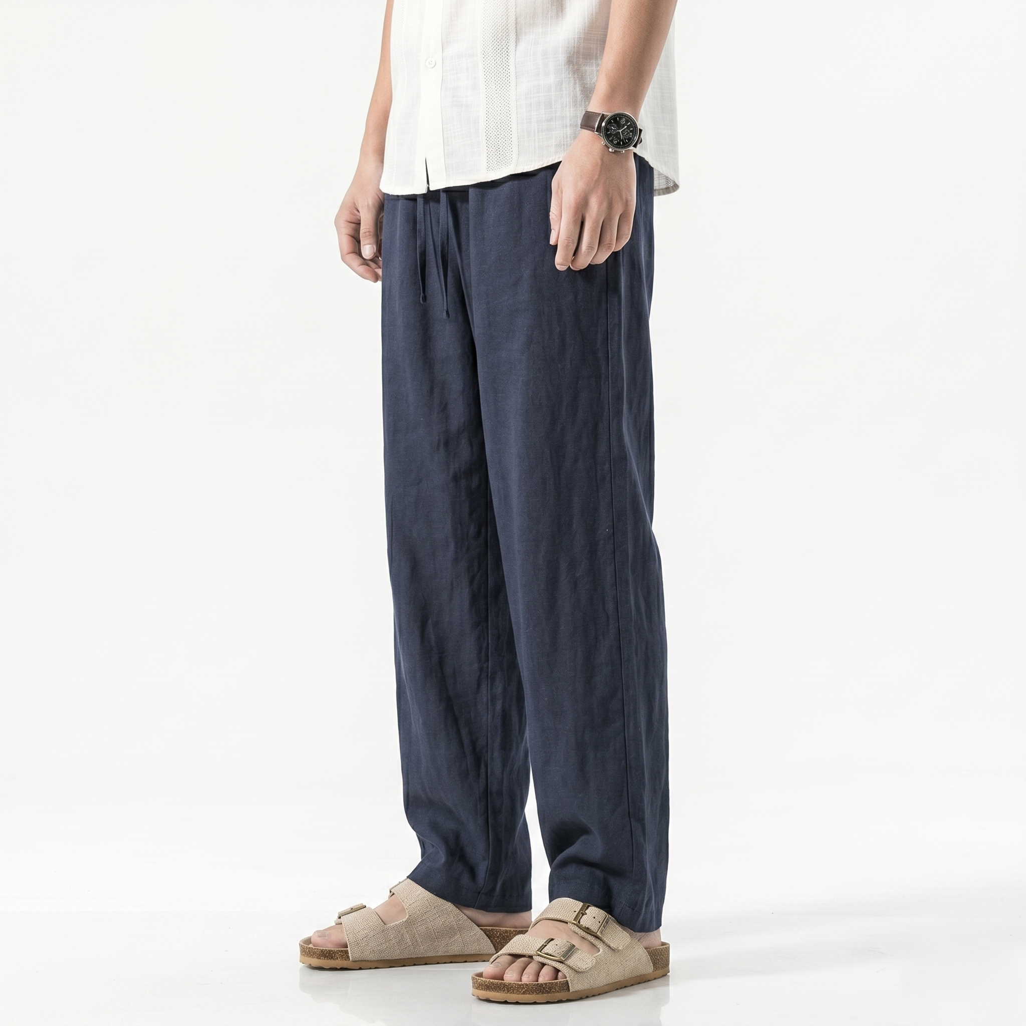 Oldevaine | Men's Linen Straight Leg Casual Trousers