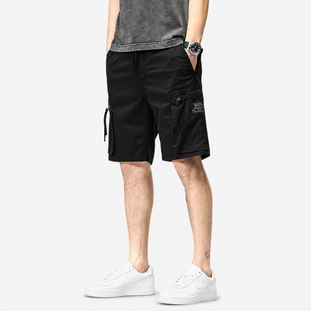 Oldevaine | Men's Multi-Pocket Cargo Shorts with Drawstring Waist