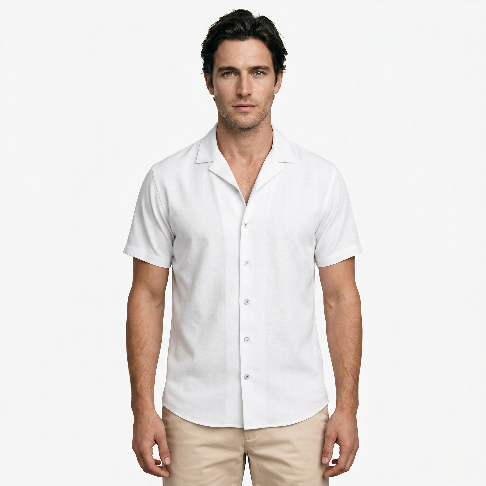 Oldevaine | Men's Short Sleeve Button Up Shirt Lapel Collar