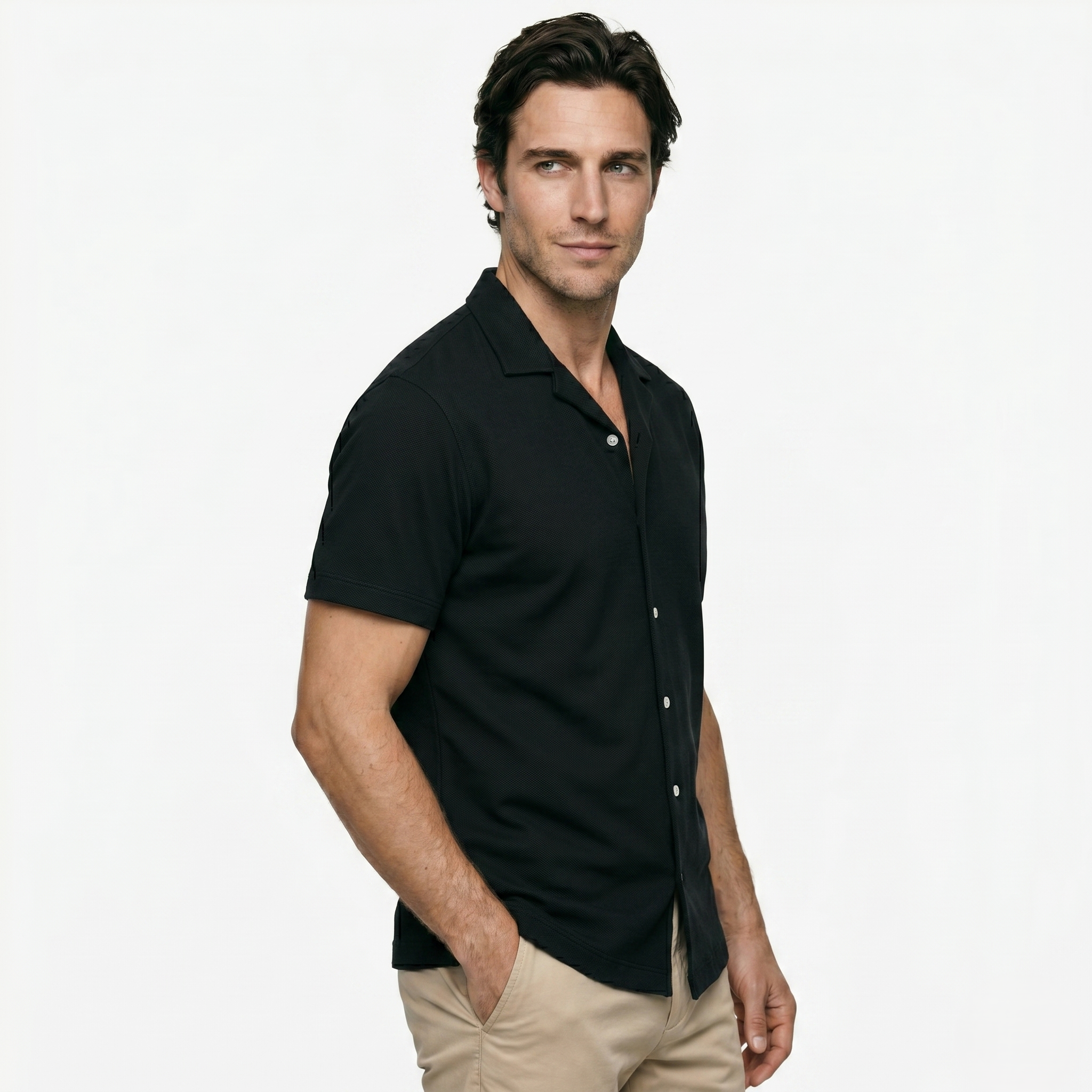 Oldevaine | Men's Short Sleeve Button Up Shirt Lapel Collar