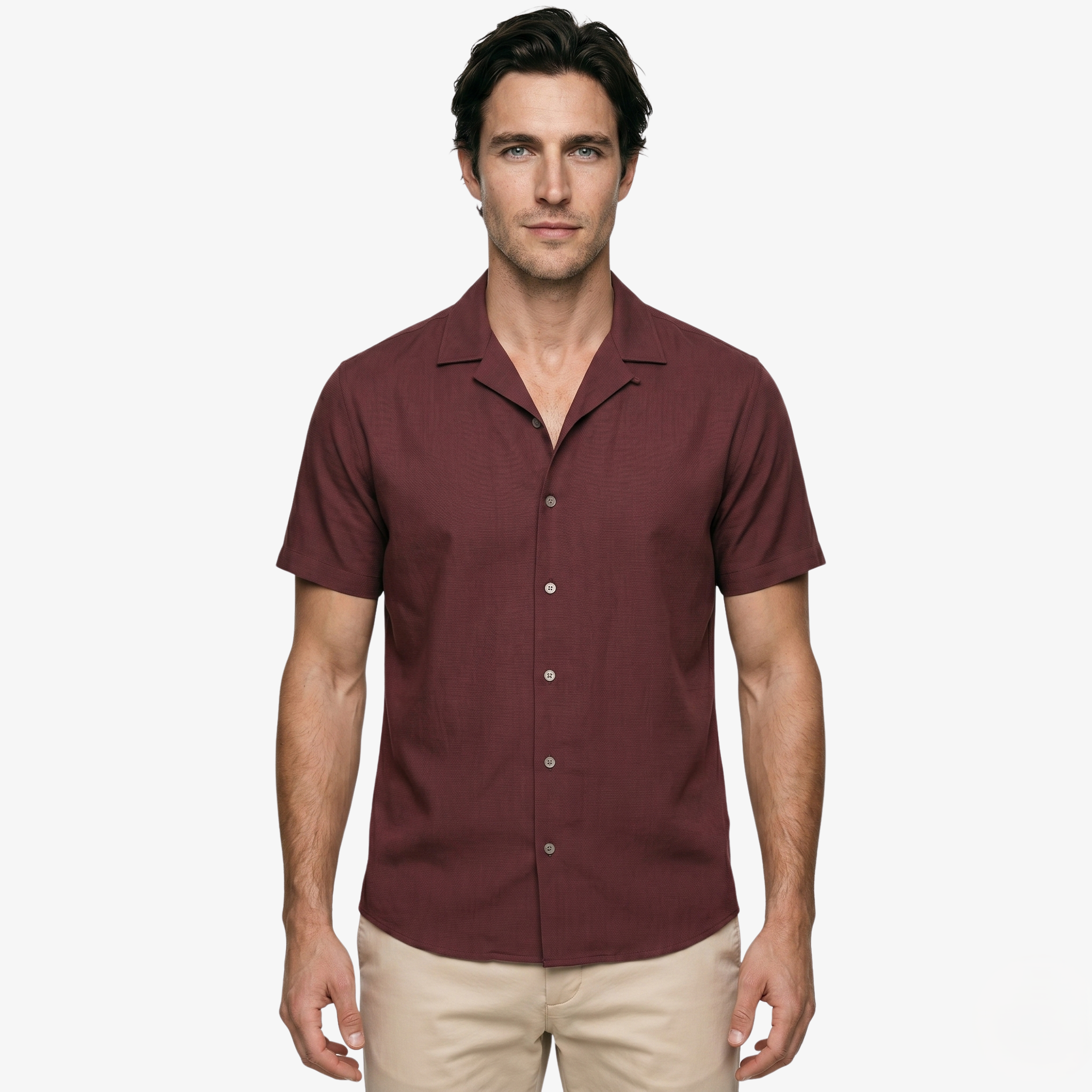 Oldevaine | Men's Short Sleeve Button Up Shirt Lapel Collar