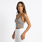 Oldevaine | Ribbed Halter Neck Backless Fitted Tank Top