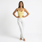 Oldevaine | Ribbed Halter Neck Backless Fitted Tank Top