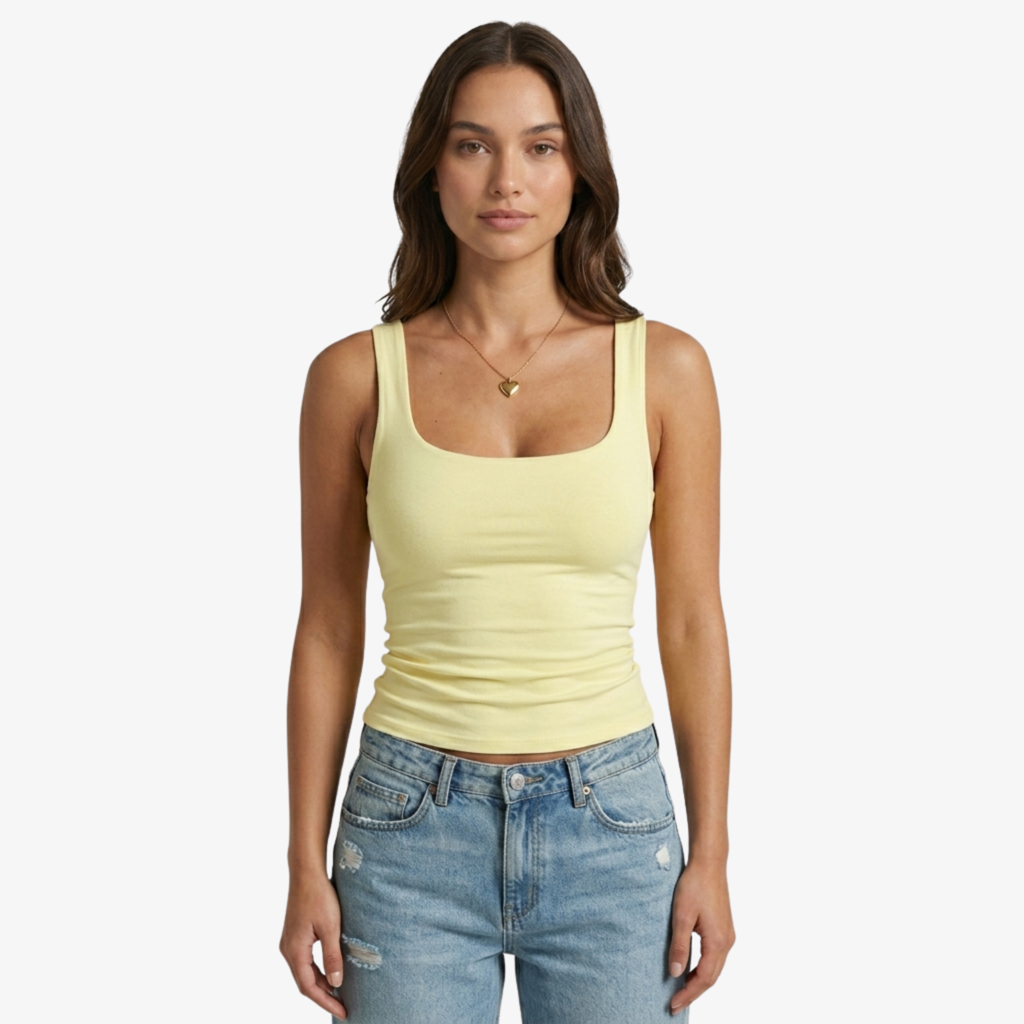 Oldevaine | Seamless Square Neck Sleeveless Fitted Tank Top
