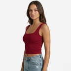 Oldevaine | Seamless Square Neck Sleeveless Fitted Tank Top