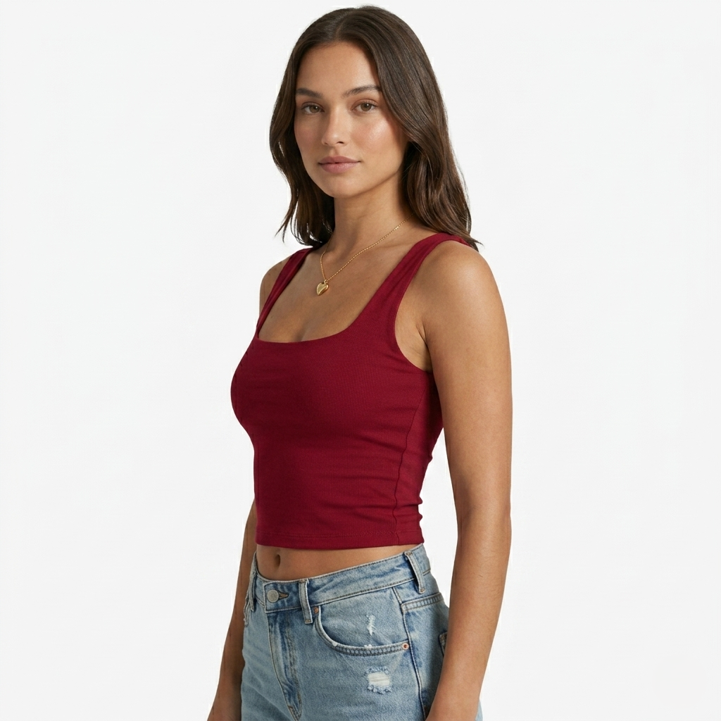 Oldevaine | Seamless Square Neck Sleeveless Fitted Tank Top