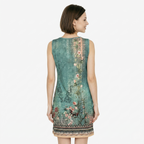 Oldevaine | Sleeveless Notch V-Neck Floral Print Sundress Button Detail