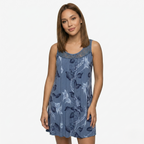 Oldevaine | Sleeveless Scoop Neck Printed Mini Dress Lace Yoke Detail