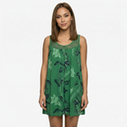 Oldevaine | Sleeveless Scoop Neck Printed Mini Dress Lace Yoke Detail