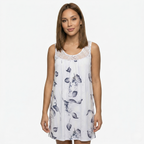 Oldevaine | Sleeveless Scoop Neck Printed Mini Dress Lace Yoke Detail