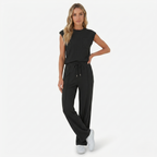 Oldevaine | Two-Piece Sleeveless Crew Neck Top and Wide Leg Trouser Set
