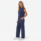Oldevaine | Two-Piece Sleeveless Crew Neck Top and Wide Leg Trouser Set