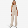 Oldevaine | Two-Piece Sleeveless Crew Neck Top and Wide Leg Trouser Set