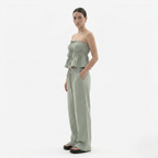 Oldevaine | Two-Piece Strapless Top and Wide-Leg Pants Set