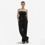 Oldevaine | Two-Piece Strapless Top and Wide-Leg Pants Set