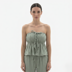 Oldevaine | Two-Piece Strapless Top and Wide-Leg Pants Set