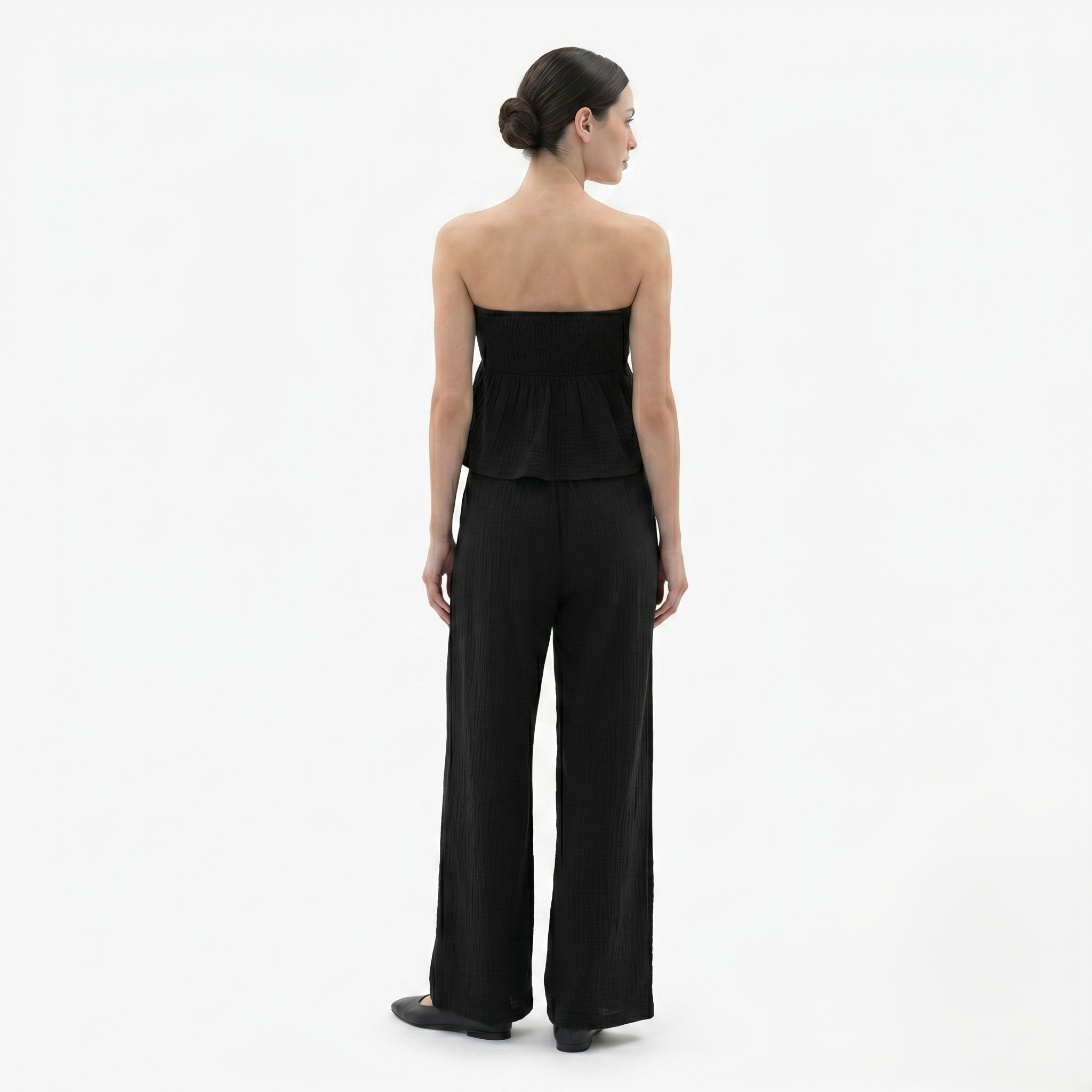 Oldevaine | Two-Piece Strapless Top and Wide-Leg Pants Set