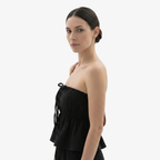 Oldevaine | Two-Piece Strapless Top and Wide-Leg Pants Set
