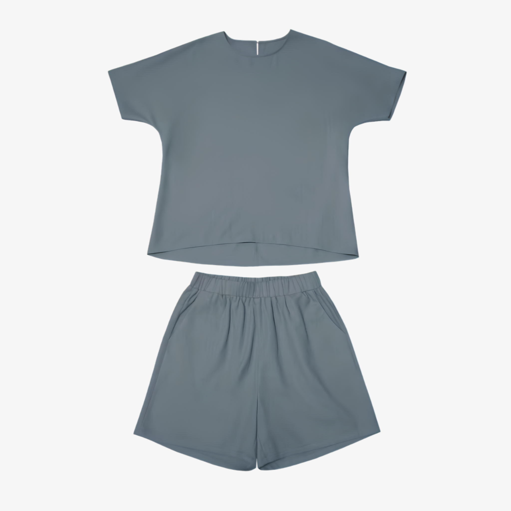 Oldevaine | Two Piece High-Low Hem Top and Linen Blend Shorts Set