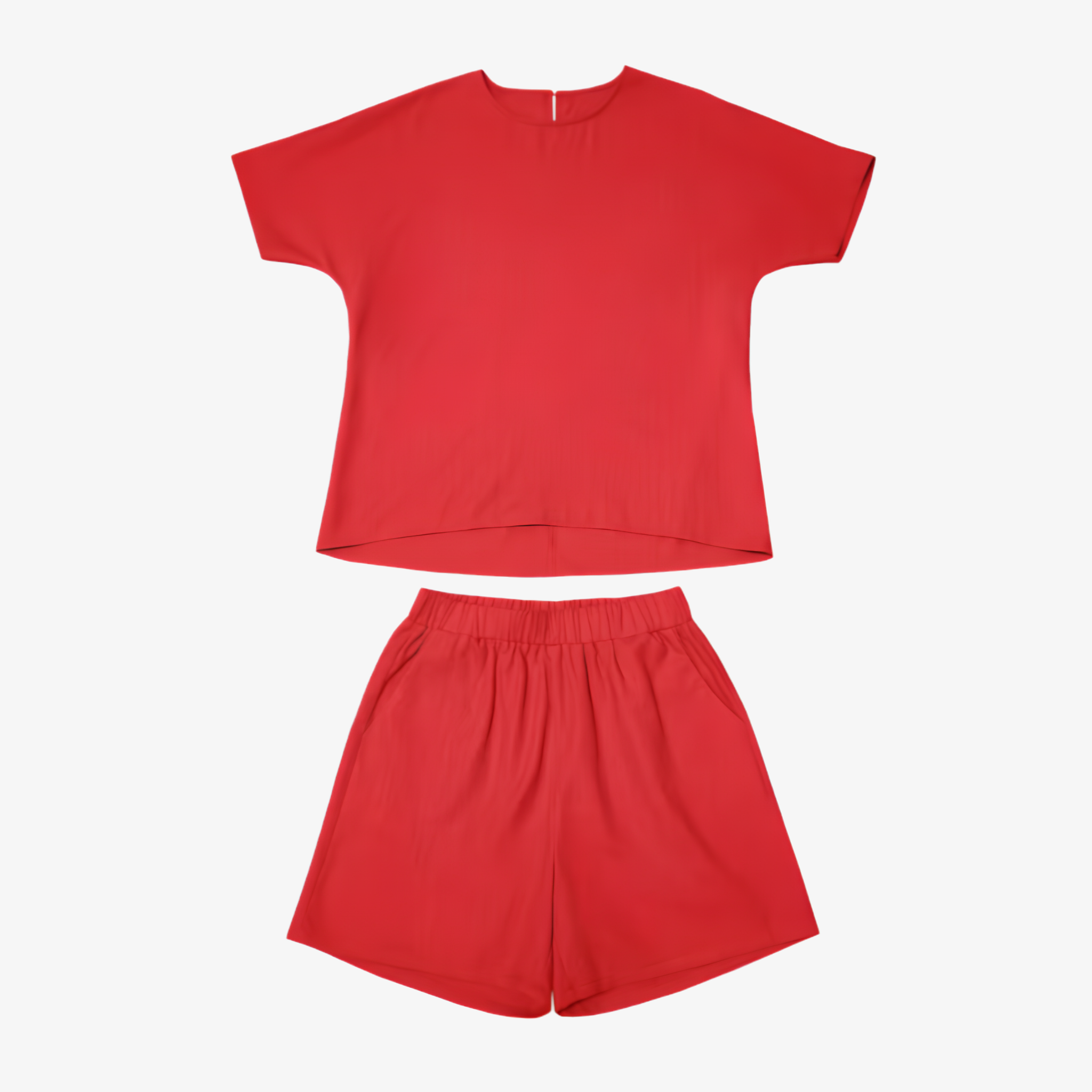 Oldevaine | Two Piece High-Low Hem Top and Linen Blend Shorts Set