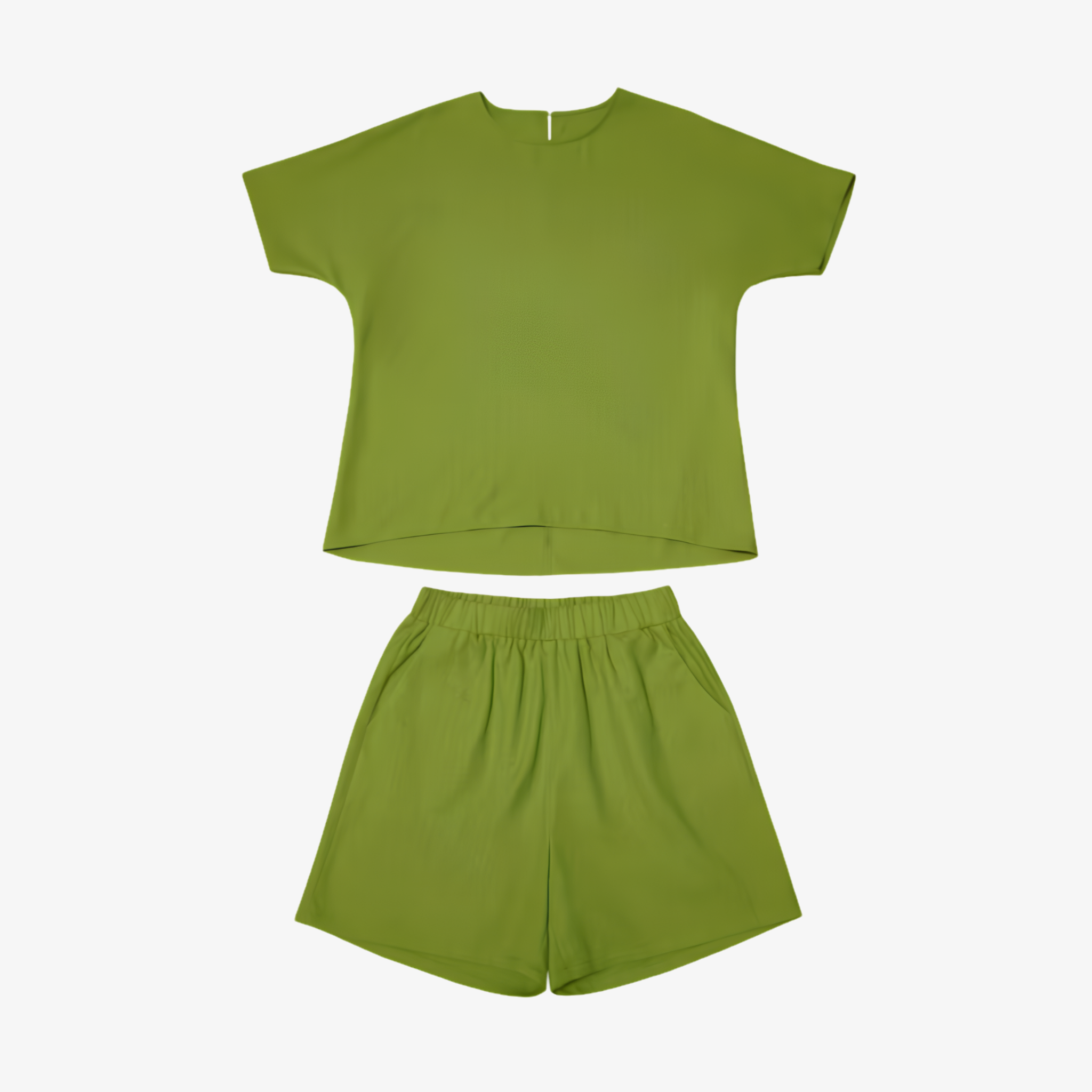 Oldevaine | Two Piece High-Low Hem Top and Linen Blend Shorts Set
