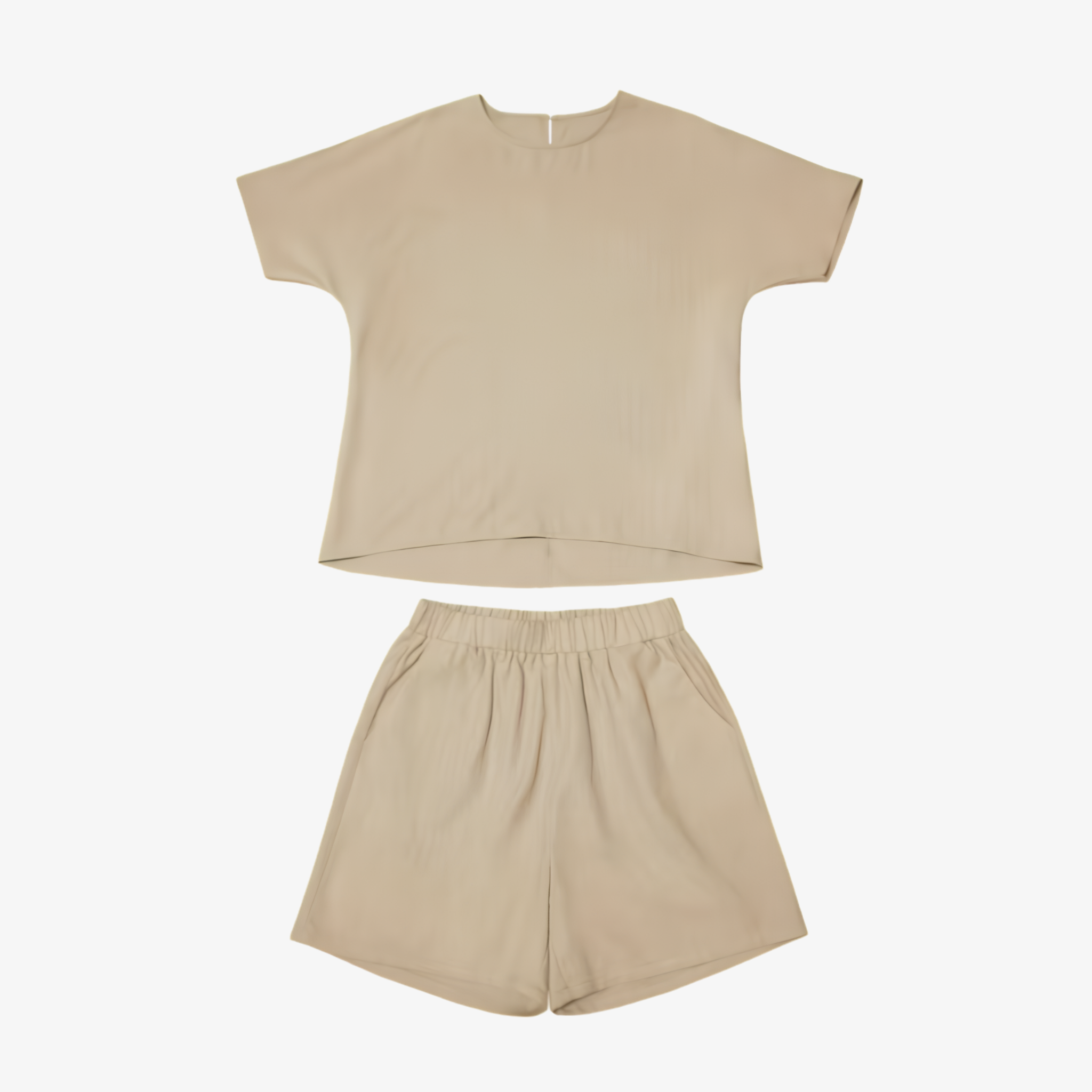 Oldevaine | Two Piece High-Low Hem Top and Linen Blend Shorts Set