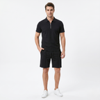 Oldevaine | Two Piece Men's Zip Polo T-Shirt & Drawstring Shorts Set