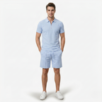 Oldevaine | Two Piece Men's Zip Polo T-Shirt & Drawstring Shorts Set