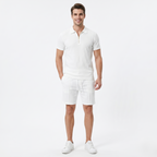 Oldevaine | Two Piece Men's Zip Polo T-Shirt & Drawstring Shorts Set