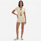 Oldevaine | Two Piece Pointelle Knit Cardigan and Shorts Set