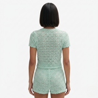 Oldevaine | Two Piece Pointelle Knit Cardigan and Shorts Set