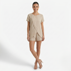 Oldevaine | Two Piece Short Sleeve Layered Top and Shorts Lounge Set