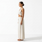 Oldevaine | Two Piece Sleeveless Drawstring Top and Wide Leg Trousers Set