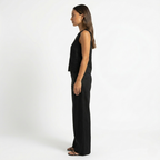 Oldevaine | Two Piece Classic Sleeveless Round Neck Wide Leg Trousers Set