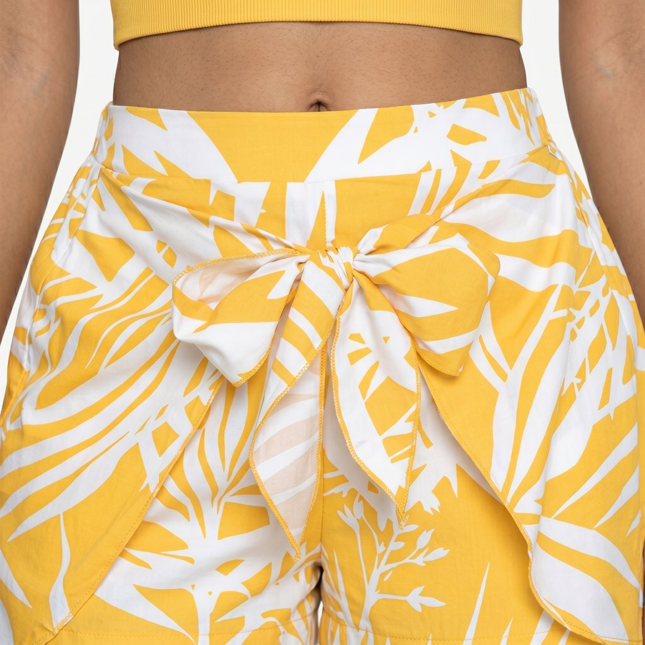 Oldevaine | Two Piece Twisted Front Cami and Printed High-Waisted Shorts Set