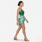 Oldevaine | Two Piece Twisted Front Cami and Printed High-Waisted Shorts Set