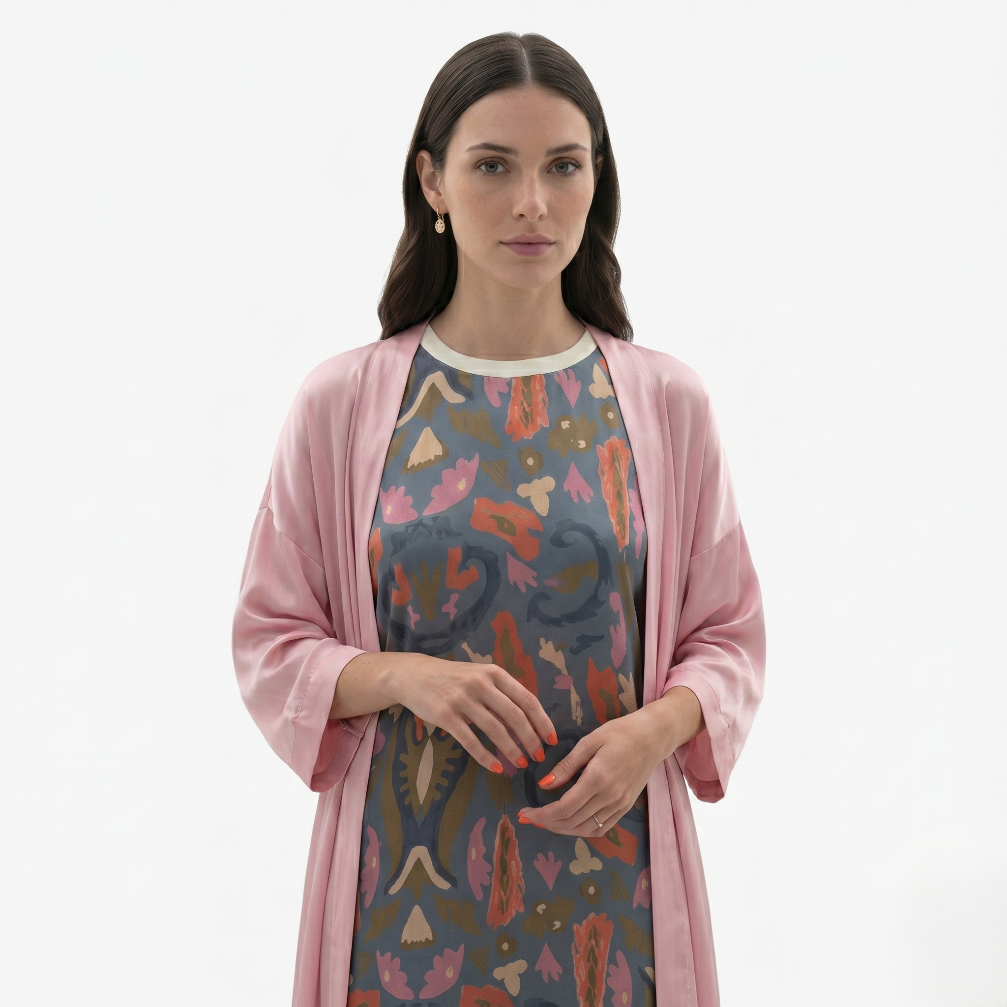 Oldevaine | Women’s Two Piece Set Printed Sleeveless Maxi Dress with Shawl