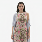 Oldevaine | Women’s Two Piece Set Printed Sleeveless Maxi Dress with Shawl