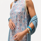 Oldevaine | Women’s Two Piece Set Printed Sleeveless Maxi Dress with Shawl