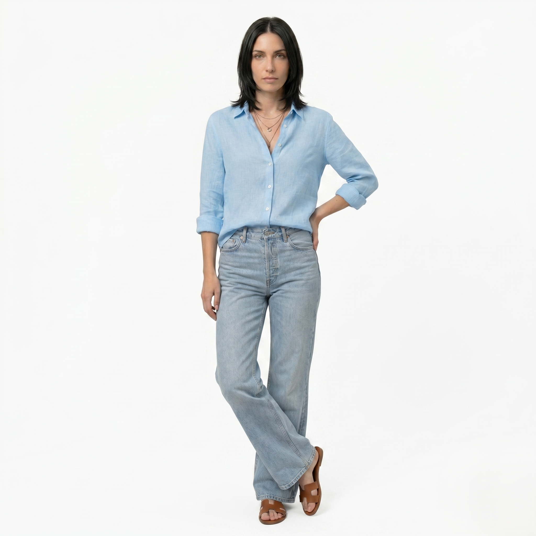 Oldevaine | Women's Button Up Long Sleeve Shirt with Classic Collar
