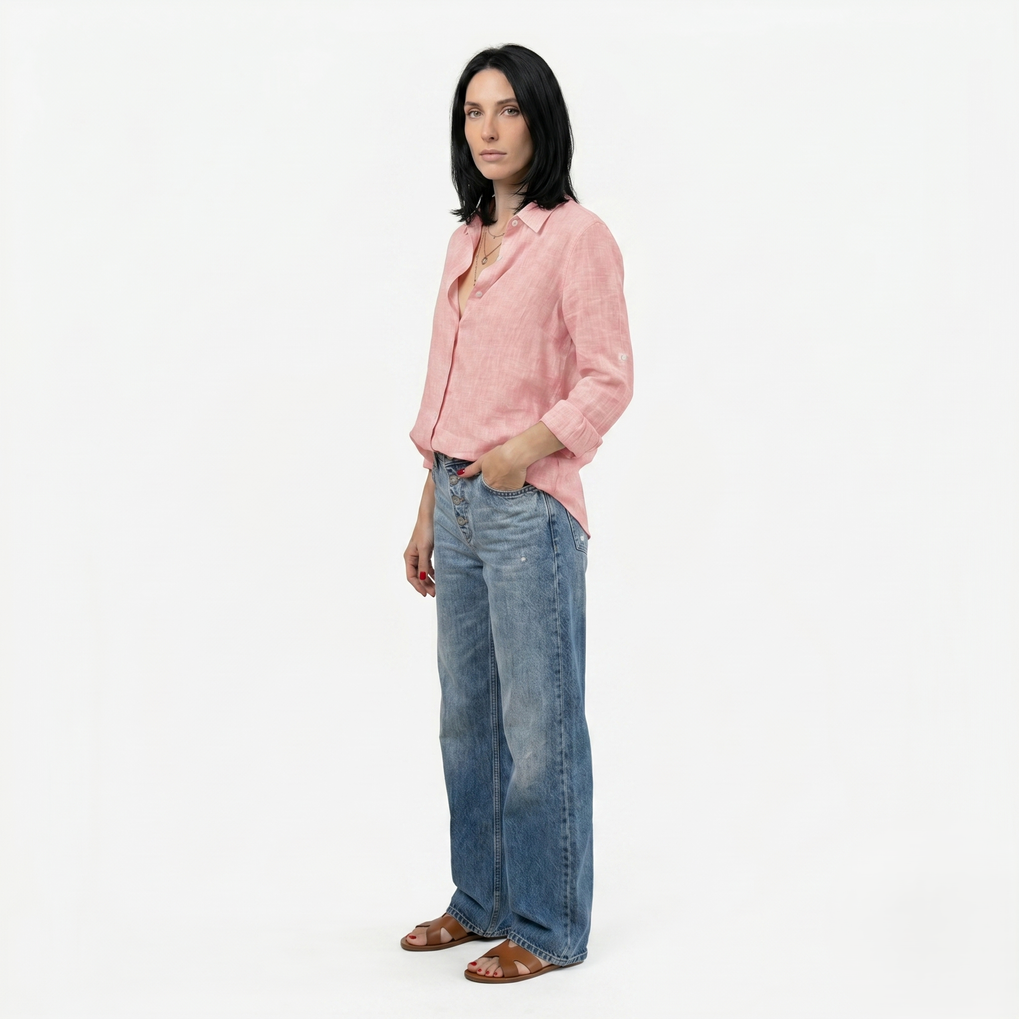 Oldevaine | Women's Button Up Long Sleeve Shirt with Classic Collar